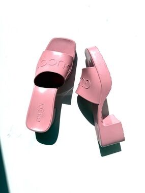 Gucci Pink Platform Slide Sandals